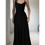 2023 Summer New   European and American Satin Pleated Big U-Neck Sling Waist-Tight Sexy Dress Women