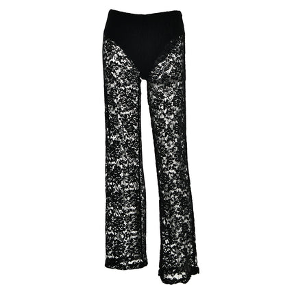 REALAIOT 2025 style cross-border summer hot-selling new products, sexy versatile lace perspective high-waisted splicing long straight pants