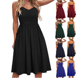 European and American Hot Summer Hot Trade Fashion Sexy Solid Color Sling Backless Dress