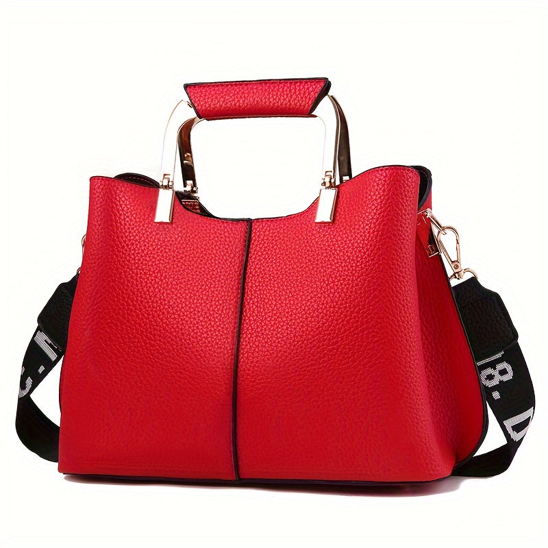 Color Contrast Handbag For Women, Fashion Crossbody Bag, PU Leather Shoulder Purse