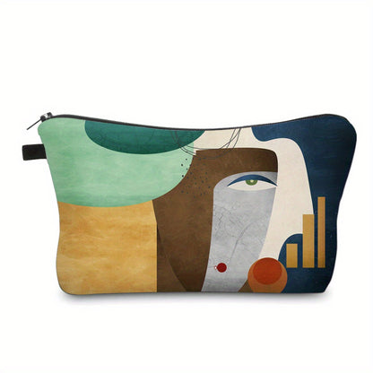 Cute and Waterproof Makeup Bag for Women - Roomy Travel Toiletry Bag with Fashionable Abstract Figure Design - Perfect Gift for Cosmetic Lovers