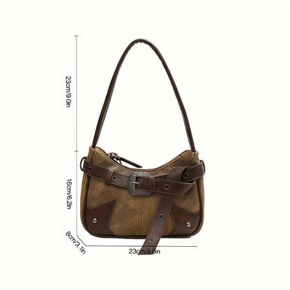 Vintage Shoulder Bag For Women, Y2K Rivet Underarm Bag, Cowgirls Street Wear Handbag & Purse