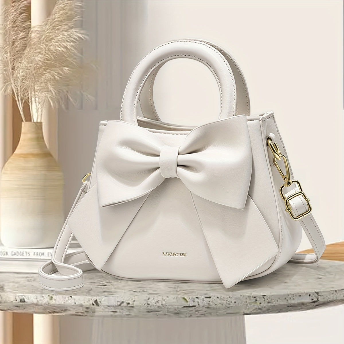 realaiot Cute Bow Decor Crossbody Bag, Sweet Top Handle Shoulder Bag, Women's Fashion Handbag & Purse