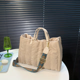 Puffer Quilted Tote Bag For Women, Fashion Solid Color Shoulder Bag, Soft Padded Crossbody Bag