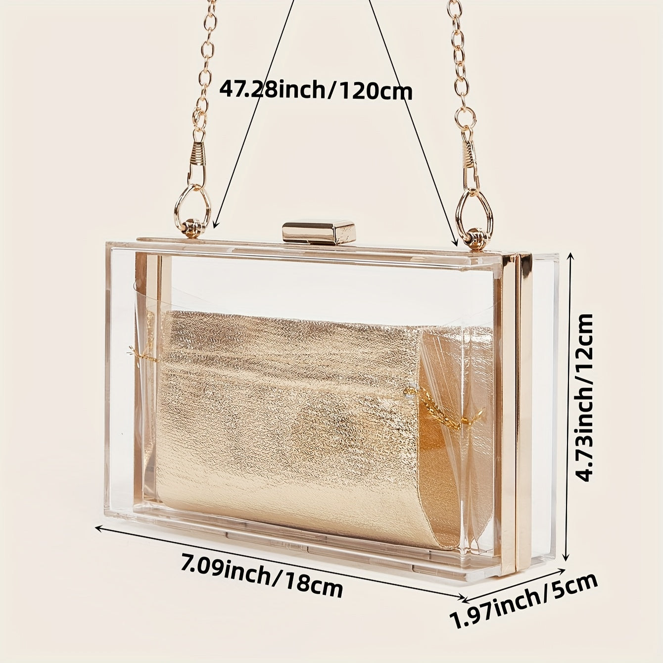 realaiot  Elegant Transparent Square Evening Bag, Classic Acrylic Dinner Bag With Insert Pouch