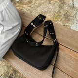 realaiot Trendy Nylon Shoulder Bag, Pin Buckle Strap Underarm Purse, Women's Retro Handbag For Street Wear