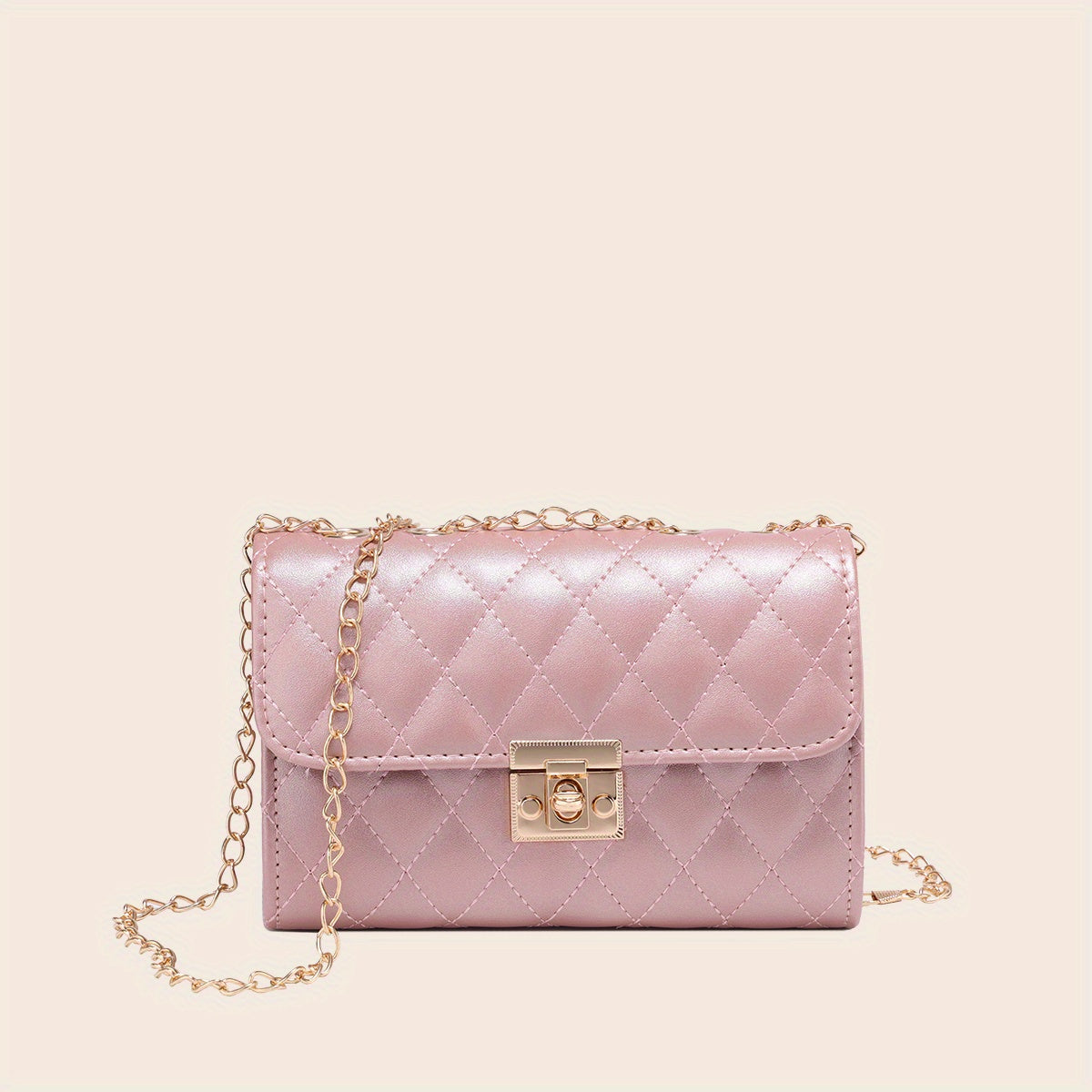 realaiot  Quilted Crossbody Bag, Fashionable Chain Clutch Bag, Shoulder Bag, Square Bag, Satchel Bag