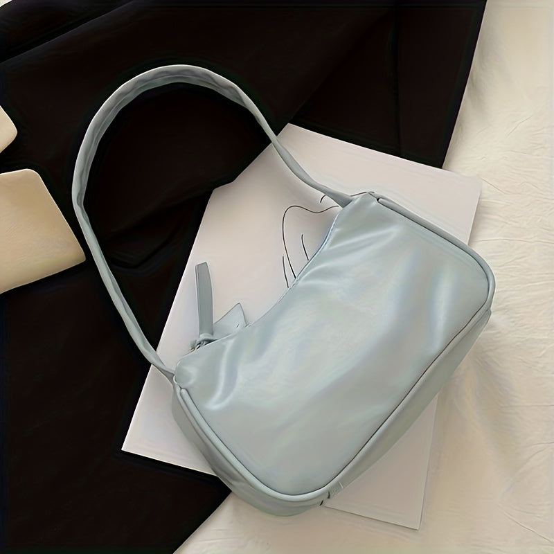 realaiot  Stylish PU Leather Shoulder Bag, Simple Solid Color Underarm Bag, Perfect Armpit Bag For Daily Use