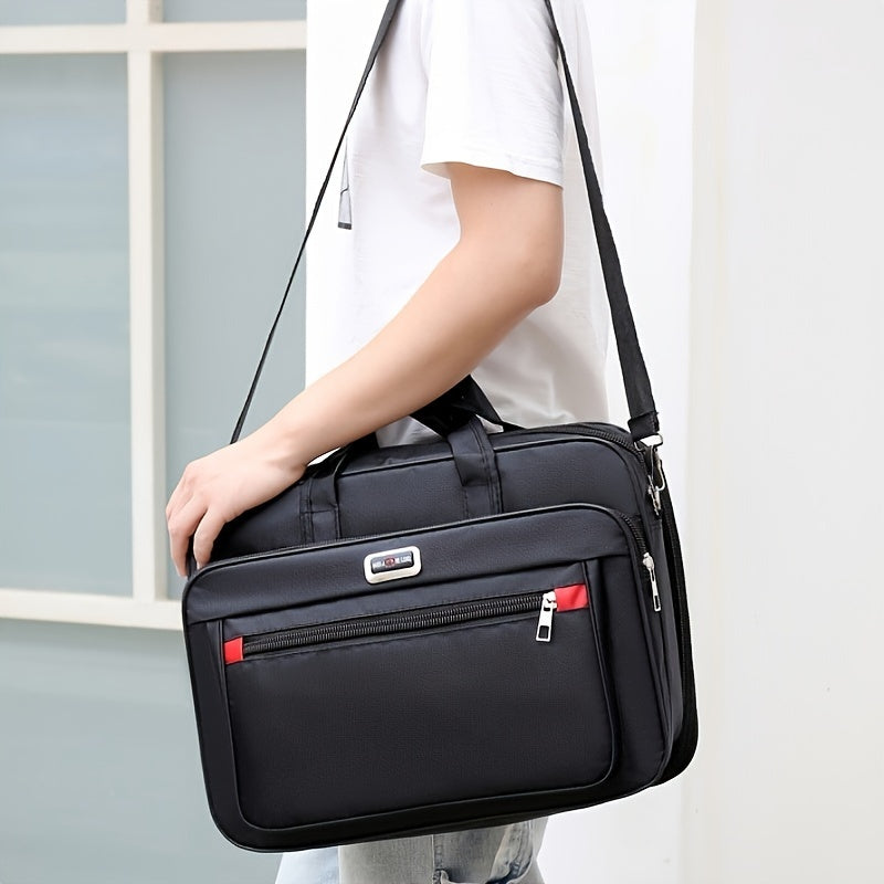 1pc Men's Large Capacity Shoulder Bag, Waterproof And Tear Resistant Multi-layer Handbag, For Daily Commuting, Business Travel Bag