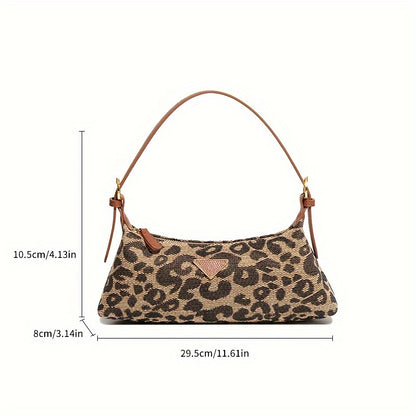 Retro Leopard/Houndstooth/Geometric Pattern Underarm Bag, Classic Textured Mall Shoulder Zipper Purse For Women