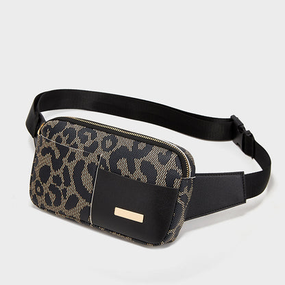 realaiot  Leopard Pattern Chest Bag, Zipper Fanny Pack, Waist Bag Phone Bag For Outdoor Sports