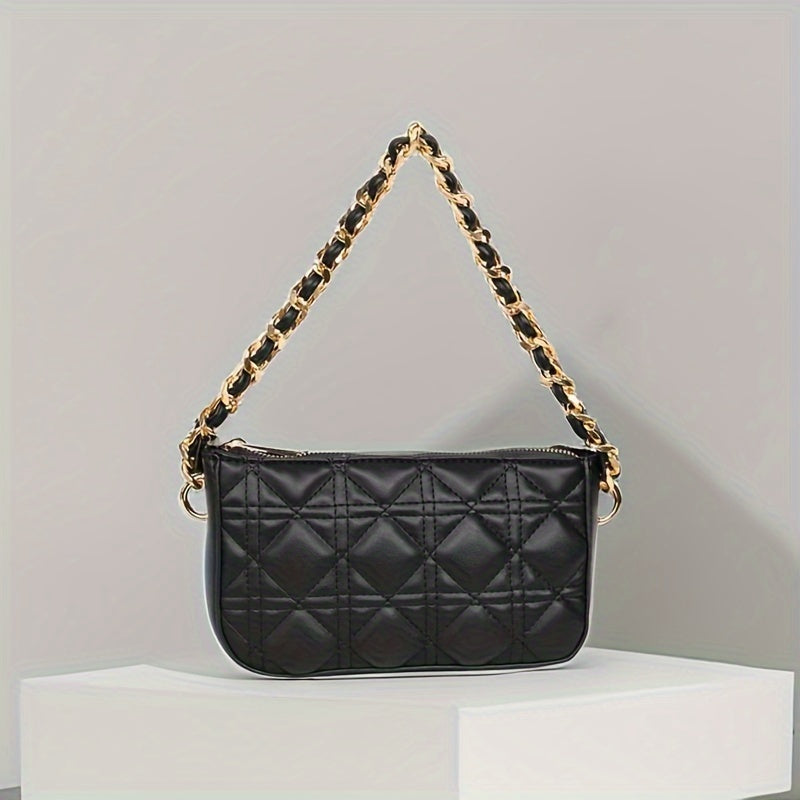 realaiotArgyle Quilted Handbag For Women, Luxury Chain Shoulder Bag, Elegant Mini Clutch Purse