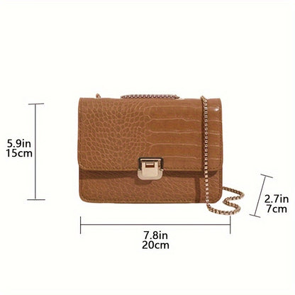 Classic Mini Solid Color Shoulder Chain Bag, Trendy Flap Crossbody Purse For Women