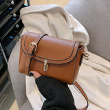 realaiot  Stitch Detail Flap Square Bag, Buckle Decor Crossbody Bag, Vintage Zipper Shoulder Purse For Work