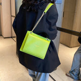 Khaki Rivet Decor Pu Square Crossbody Bag, Suitable For Your Commuting