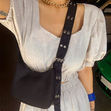realaiot Trendy Nylon Shoulder Bag, Pin Buckle Strap Underarm Purse, Women's Retro Handbag For Street Wear