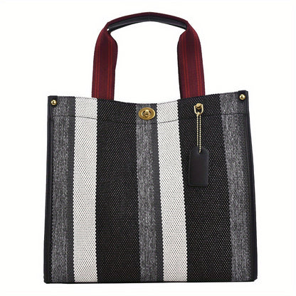 Striped Satchel Crossbody Tote Bag, Fabric Lightweight Messenger Bag, Casual Fashion Versatile Shoulder Bag