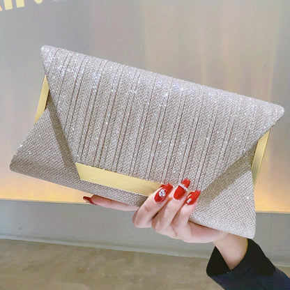 realaiot  Sequins Ruched Evening Bag, Glitter Clutch Purses For Women, Envelope Handbag For Prom Wedding Party