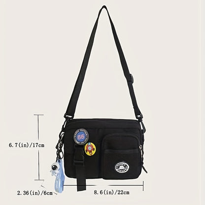 Solid Color Casual Shoulder Bag, Adjustable Strap Zipper Satchel Bag, Simple Design Canvas Crossbody Bag