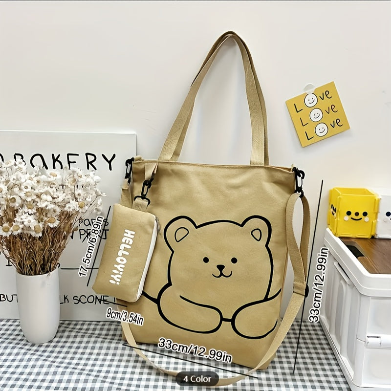 Kawaii Cute Shoulder Bag, Cartoon Large Capacity Crossbody Bag, Handbag & Tote Bag For Women School