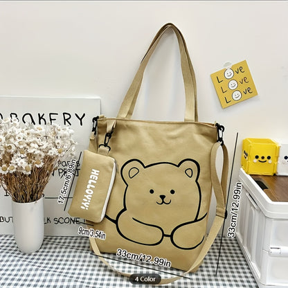 Kawaii Cute Shoulder Bag, Cartoon Large Capacity Crossbody Bag, Handbag & Tote Bag For Women School