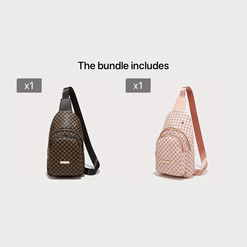 Women's Bag, Double-layer Circle Pattern Leopard Pattern Iron Plate Decoration Double-layer Chest Bag Casual Simple Crossbody Mobile Phone Bag