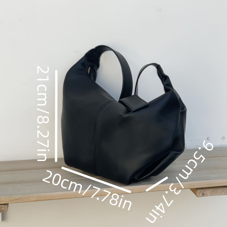 Soft Leather PU Crossbody Bag, Large Capacity Dumpling Bag, Trendy Solid Color Shoulder Bag