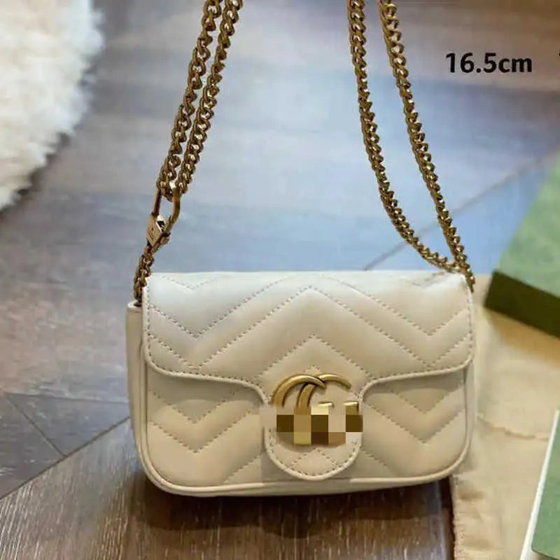 Quality Cowhide Chain Bag Women Stripes Crossbody Handbag Ladies Shoulder Messenger Bags classic Flap Card Wallet Silver Hardware