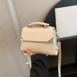 realaiot  Fashion Solid Color Handbag, Mini PU Leather Crossbody Bag, Elegant Flap Purse For Women
