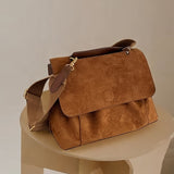 realaiot  Vintage Winter Crossbody Bag, Retro Flap Messenger Bag, Women's Casual Handbag & Shoulder Purse
