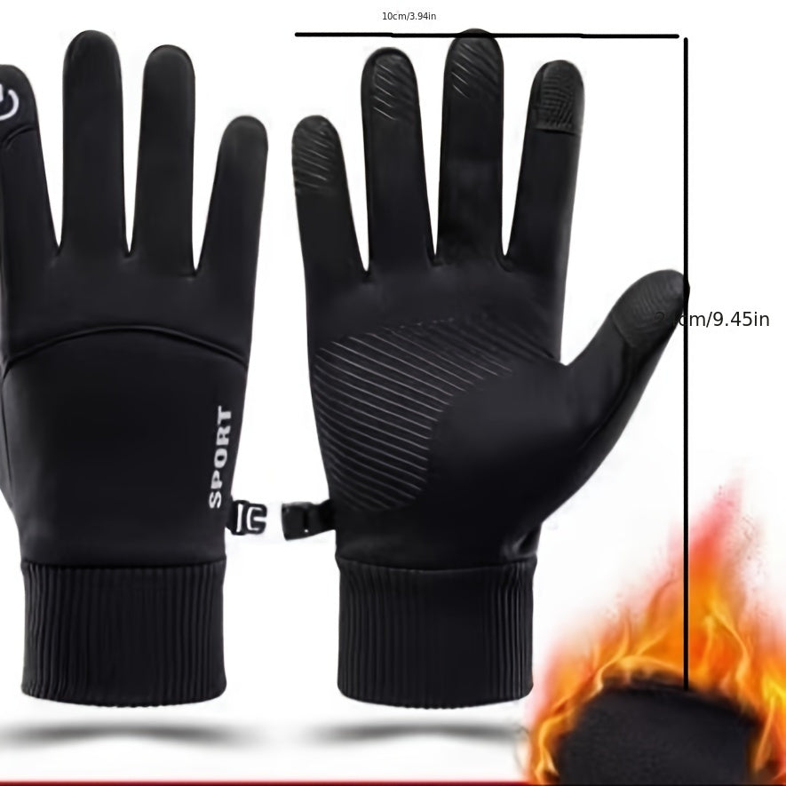 Thermal Ski Gloves - Waterproof, Touchscreen Compatible, Fleece Lined, Warm, and Breathable with Buckle Closure, Hand Washable, and Durable Polyester Woven Fabric for Outdoor Sports and Winter Activities