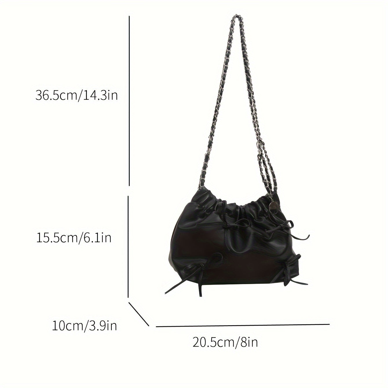 realaiot  Cloud Ruched Bucket Bag For Women, Trendy Drawstring Crossbody Bag, Sweet Bowknot Decor Mini Handbag