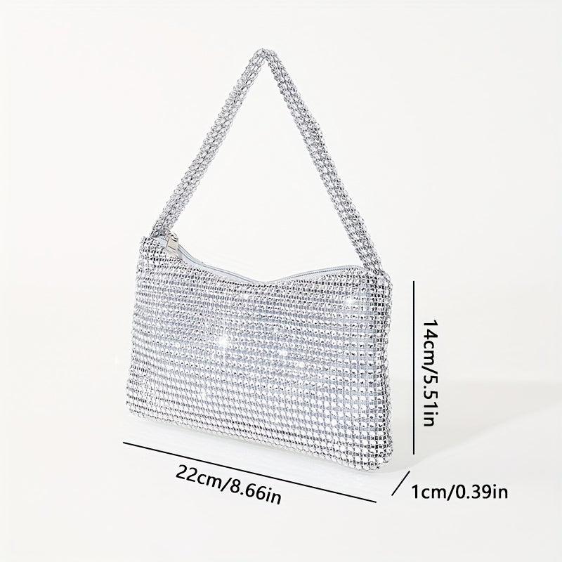 Elegant Rhinestone Evening Clutch Bag, Formal Banquet Handbag, Dinner Shoulder Purse For Wedding Party Prom