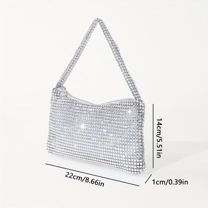 Elegant Rhinestone Evening Clutch Bag, Formal Banquet Handbag, Dinner Shoulder Purse For Wedding Party Prom