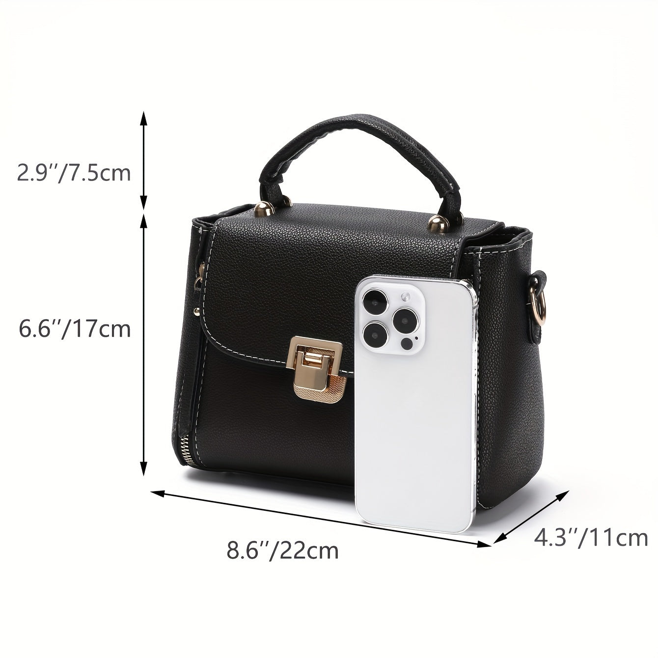 realaiot  Retro Solid Color Handbag, Women Mini Crossbody Bag, Fashion Buckle Decor Flap Purse Square Shoulder Bag