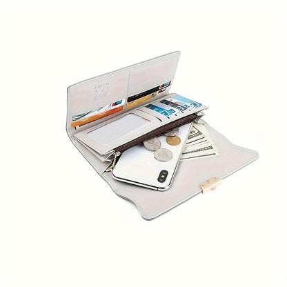 realaiot Simple Solid Color Long Wallet, Casual All-Match Card Coin Purse, Portable Clutch Bag