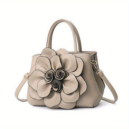 Elegant Flower Decor Tote Bag, Fashion Top Handle Satchel, Women's Casual Handbag, Shoulder Bag & Purse