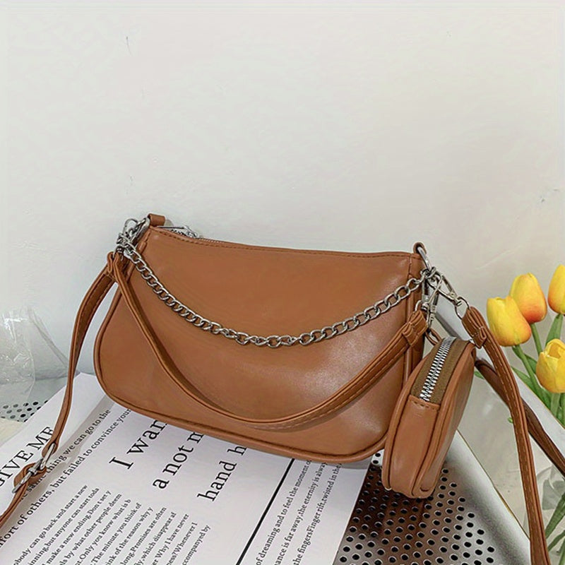 realaiot  Mini Crossbody Bag For Women, PU Leather Shoulder Bag, Simple And Fashionable Underarm Bag