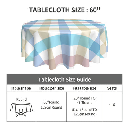 1 Pc Vibrant Multicolor Spring Easter Plaid Round Tablecloth - Rustic Rainbow Fabric Tablecloths for Holiday, Home Party, Wedding, Picnic - Wrinkle Resistant, Washable, Easy Care, Farmhouse Style, Checkered Pattern, Holiday Table Covers