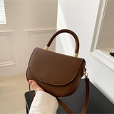 Mini Solid Color Handbag For Women, Fashion Simple Saddle Bag, Niche Design Crossbody Bag