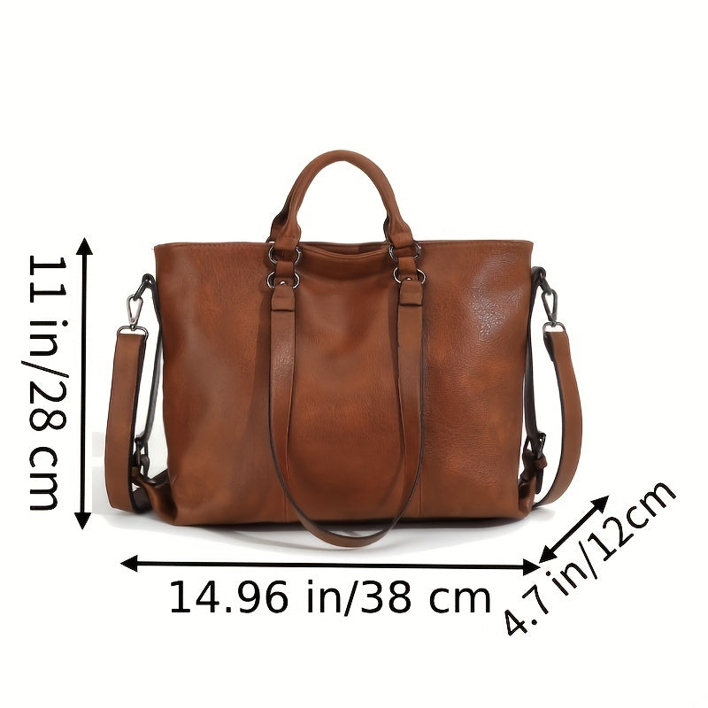 realaiot  Fashion Classic Vintage Leather Women's Tote Handbag Messenger Bag Document Work Shoulder Crossbody Bag Computer Compartment Bag Travel Bag Valentine'S Birthday Gift