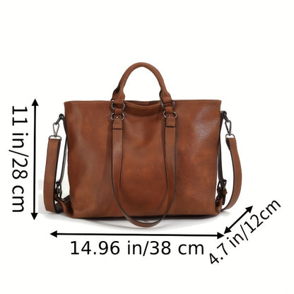 realaiot  Fashion Classic Vintage Leather Women's Tote Handbag Messenger Bag Document Work Shoulder Crossbody Bag Computer Compartment Bag Travel Bag Valentine'S Birthday Gift