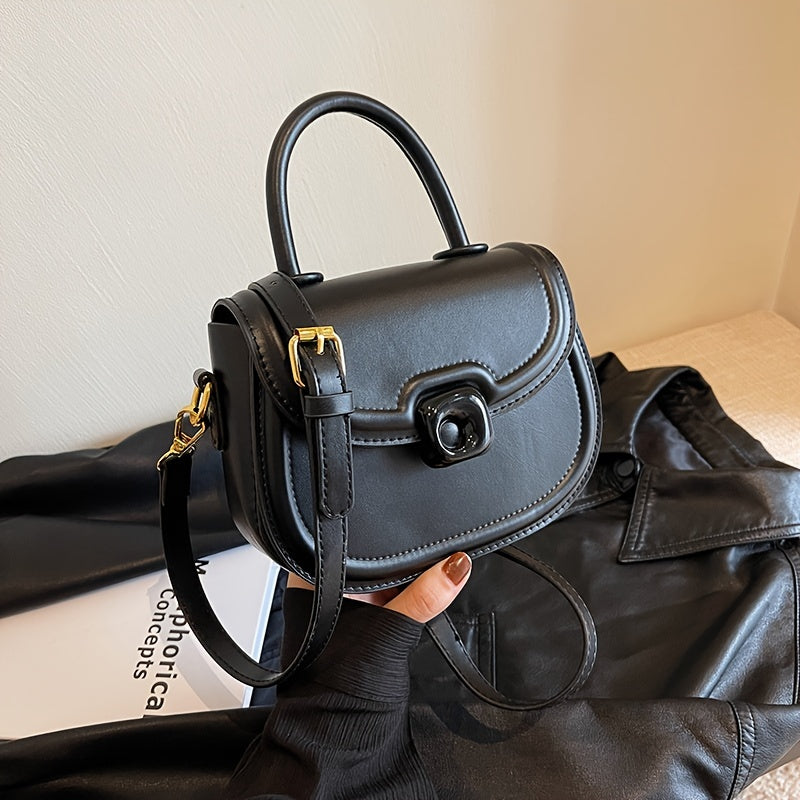 Mini Crossbody Saddle Bag, Trendy Top Handle Shoulder Bag, Women's Fashion Handbag & Purse