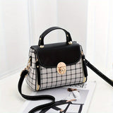 realaiot  Plaid Pattern Handbag, Women's Buckle Decor Flap Purse, Fashion PU Leather Crossbody Bag