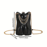 realaiot  Women Figure Shape Cell Phone Crossbody Bag, PU Leather Metal Chain Novelty Card Holder, Fancy Versatile Fashion Shoulder Bag