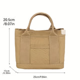 realaiot  Simple Solid Color Tote Bag, Canvas Portable Handbag, Lightweight Bag For Shopping