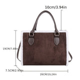 realaiot  Vintage Plush Tote Bag For Women, Top Handle Satchel Purse, Crossbody Bag With Zipper