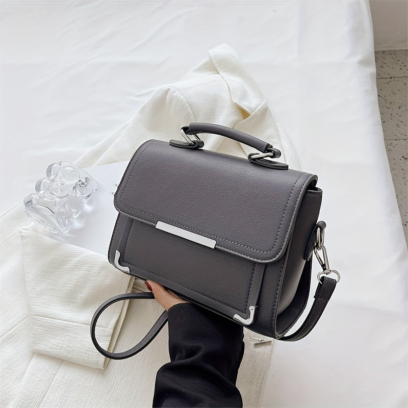 Fashion Solid Color Handbag, Simple Crossbody Bag, Women's Top Handle Flap Purse