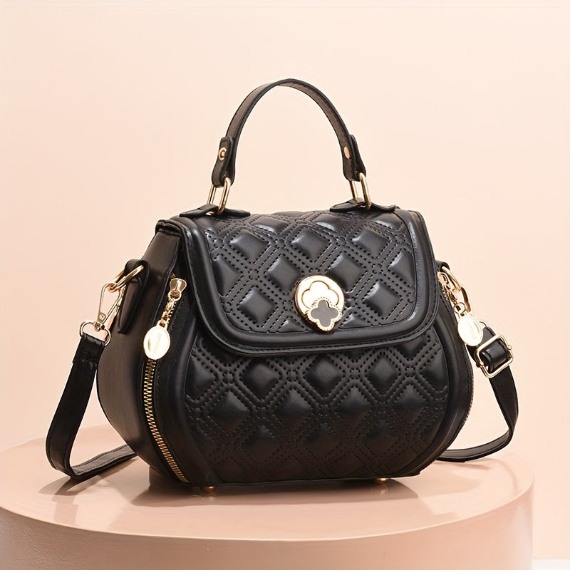 Mini Fashion Quilted Crossbody Bag, Trendy PU Shoulder Bag, Women's Casual Handbag & Purse