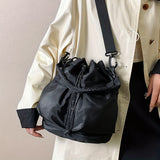 realaiot  Fashion Drawstring Bucket Bag, Trendy Crossbody Bag, Women's Casual Handbag, Shoulder Bag & Purse